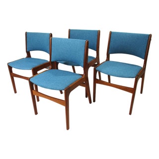 Erik Buch Teak Upholstered Dining Chairs Model 89 Denmark For Sale