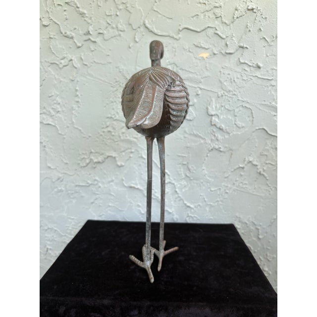 Pair of Vintage Bronze Patina Crane Sculptures in Complementary Poses For Sale In Orlando - Image 6 of 12