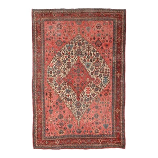 Antique Persian Halvai Bidjar 1895 Pink & Beige Tribal Nomadic Masterpiece Rug 7.9 x 11.7 For Sale