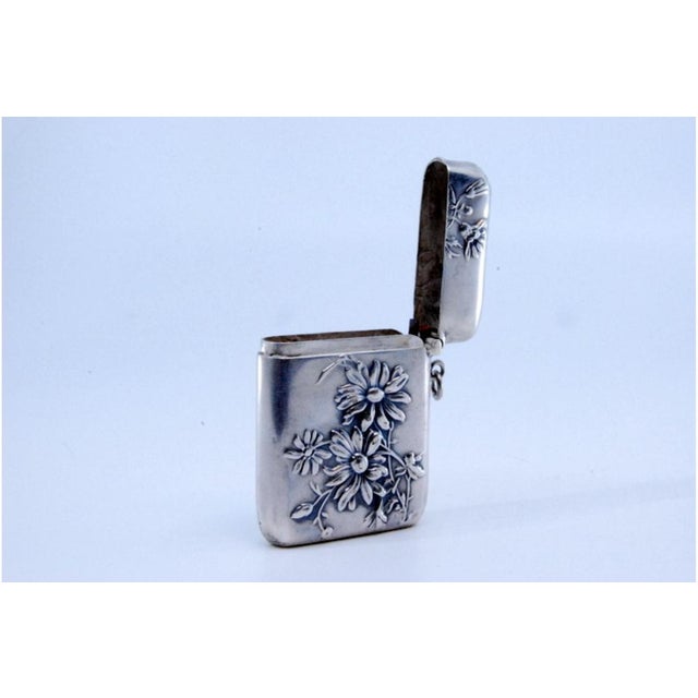 Art Nouveau Silver Matchbox with Embossed Floral Motifs For Sale - Image 4 of 11