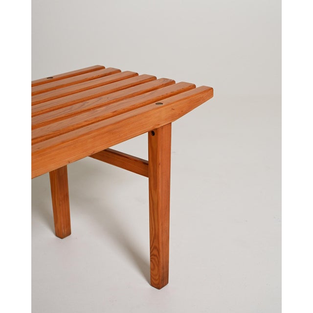 Scandinavian Bench with Pine Slats, 1960s For Sale - Image 6 of 9