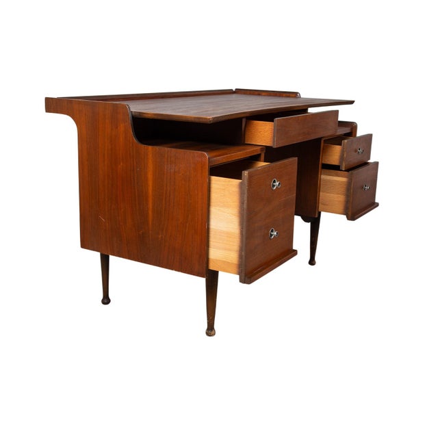 1960s 1960s Mid-Century Mainline Hooker Floating Walnut Desk For Sale - Image 5 of 10