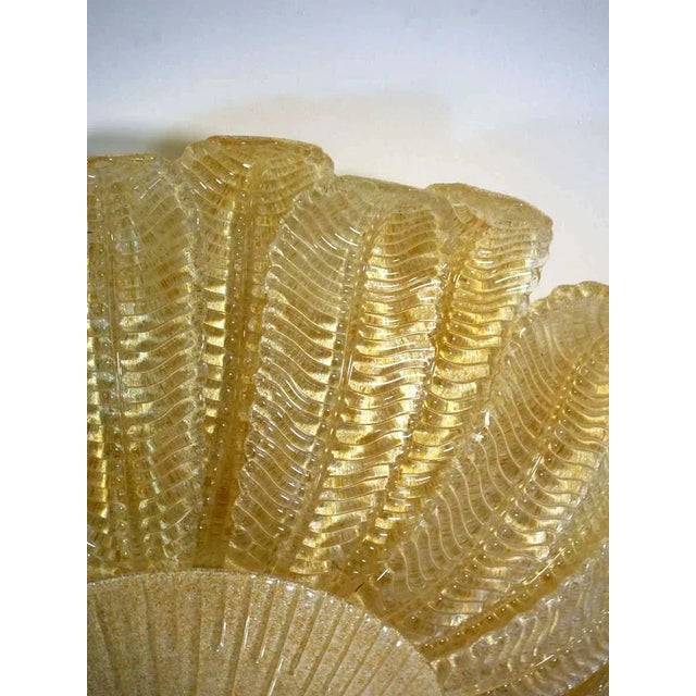 Flower Ceiling Lamp Murano Art Glass in Golden Powder from Barovier, 1990s For Sale - Image 4 of 12