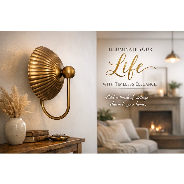 Not Yet Made - Made To Order Vintage Brass Wall Sconce Light Fixture, Mid-Century Modern Bedroom or Living Room Wall Lamp, Antique Finish, Unique Home Decor For Sale - Image 5 of 9