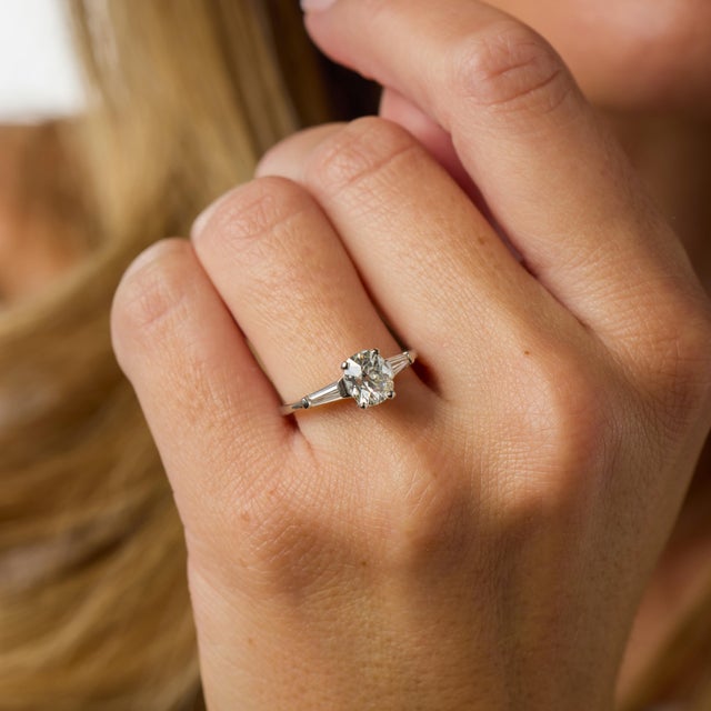 1950s Mid Century Gia 1.18 Carat Old Mine Cut Diamond Platinum Engagement Ring, Size 6.75 For Sale - Image 5 of 8
