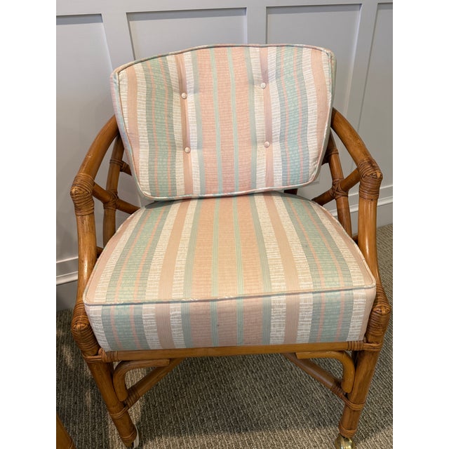 Mid 20th Century Mid 20th Century Ficks Reed Chippendale Armchairs on Castets (Set of Two) For Sale - Image 5 of 11