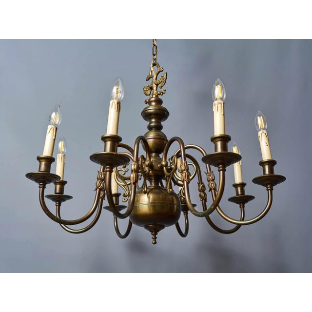 Flemish Brass 8-Armed Chandelier For Sale - Image 9 of 9
