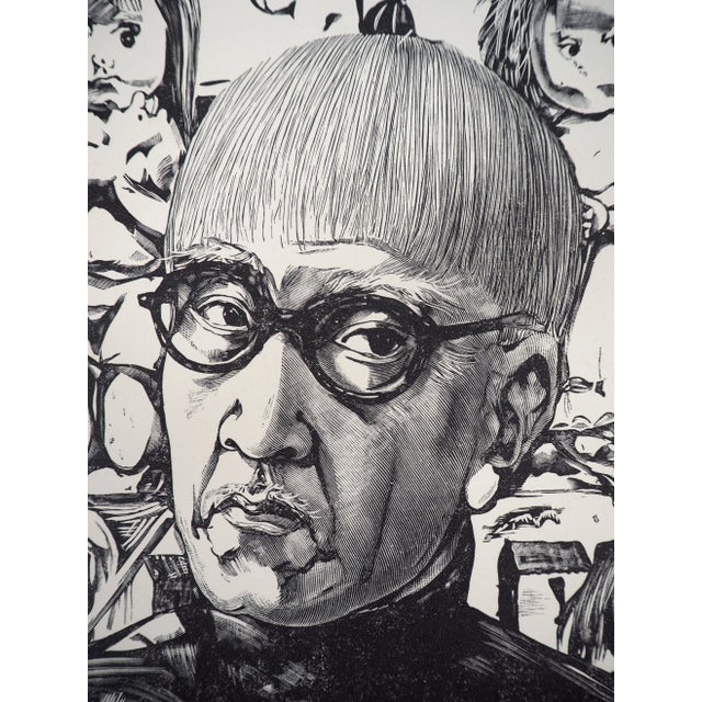 Léonard Tsuguharu Foujita, Self-Portrait, Woodcut For Sale - Image 3 of 7