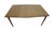 Mid Century Modern wood dining table in medium wood tones. The top is an unusual elongated hexagon shape, with both table...