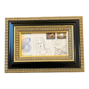 Contemporary Original Judy Henn Abstract Ink Drawing/Collage “First Day Collecting “ Framed