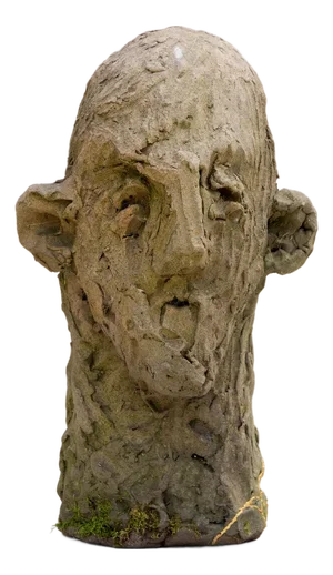 Expressionist Ceramic Head in Refractory Stoneware with Kintsugi, 2010s