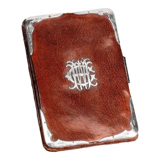Handsome Antique Victorian Leather Sterling Silver Money Wallet Card Case For Sale