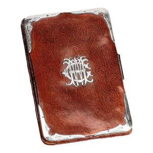 Handsome Antique Victorian Leather Sterling Silver Money Wallet Card Case