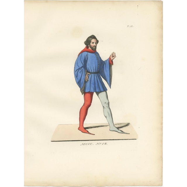 Bonnard, Medieval Figures Costume & Daily Life, Handcolored Engravings, 1845, Set of 4 For Sale - Image 4 of 10