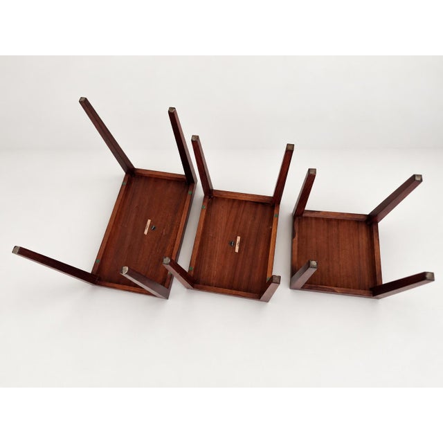Brown Nesting Tables in Rosewood by Severin Hansen for Haslev Møbelsnedkeri, Denmark, 1960s, Set of 3 For Sale - Image 8 of 14