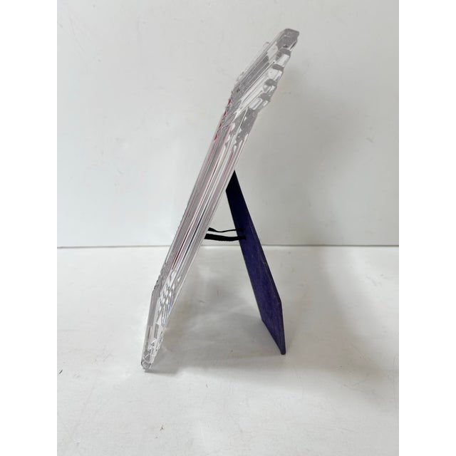 Transparent Vintage Heavy Cut Glass Picture Frame – Fluted Art Deco Crystal Frame, Geometric Tabletop Decor For Sale - Image 8 of 9
