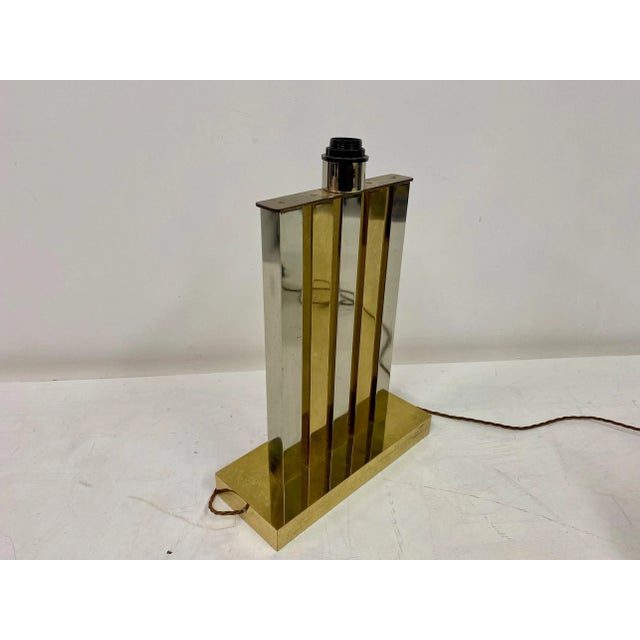 1970s Large Brass and Chrome Table Lamp, 1970s For Sale - Image 5 of 14