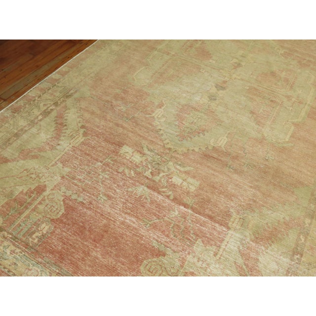Vintage Zabihi Collection Soft Pink Oushak Gallery Size Rug - 6'3" x 11'9" For Sale In New York - Image 6 of 10