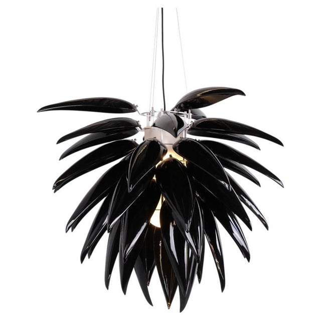 Aloe Blossom Large Anniversary Pendant Light with Black Porcelain Leaves by Jeremy Cole, 2004 For Sale - Image 15 of 15