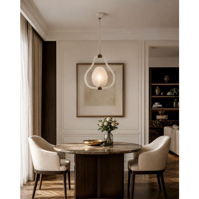Attributed Barovier & Toso Chandelier, Italy, c. 1950 Sculptural chandelier attributed to Barovier & Toso featuring a...