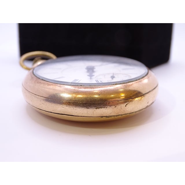 Early 20th Century Savonette Pocket Watch in 14k Gold, Porcelain and Crystal from American Waltham Watch Co., USA, 1900s For Sale - Image 5 of 18