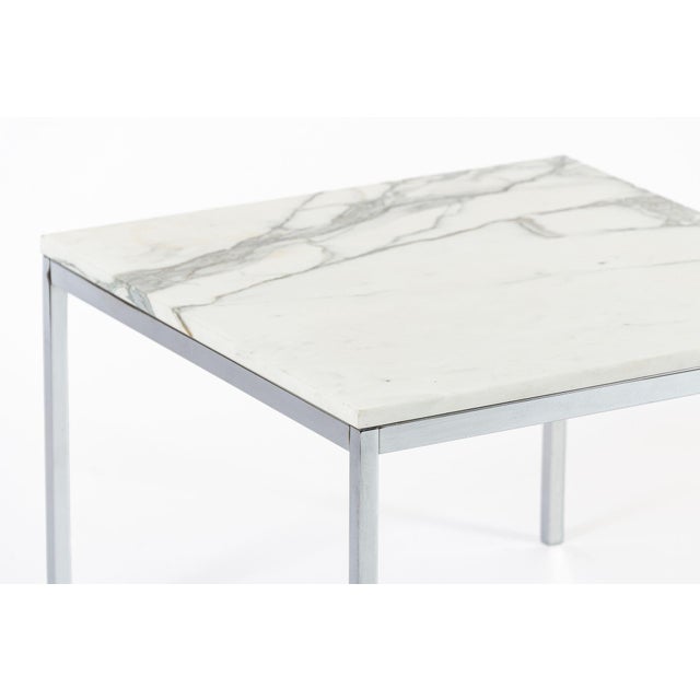 Mid Century Square White Marble Side or Coffee Table by Florence Knoll For Sale - Image 9 of 10