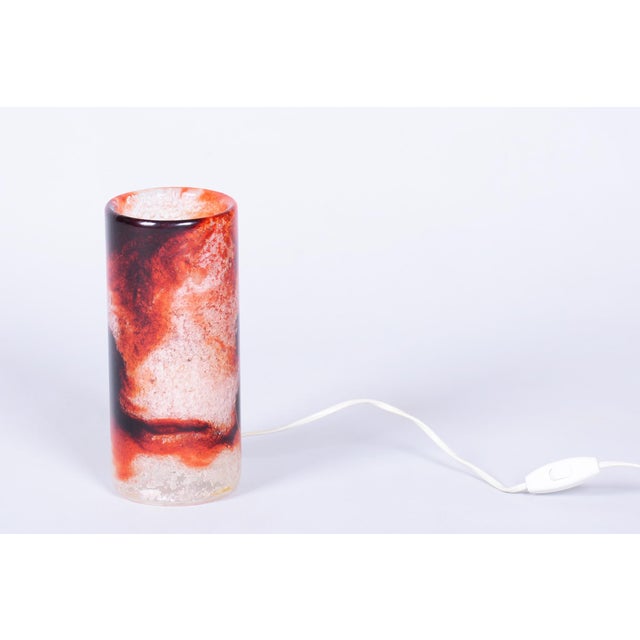 Red Mid-Century Table Lamp in Marble Glass, Czech, 1960s For Sale - Image 8 of 8