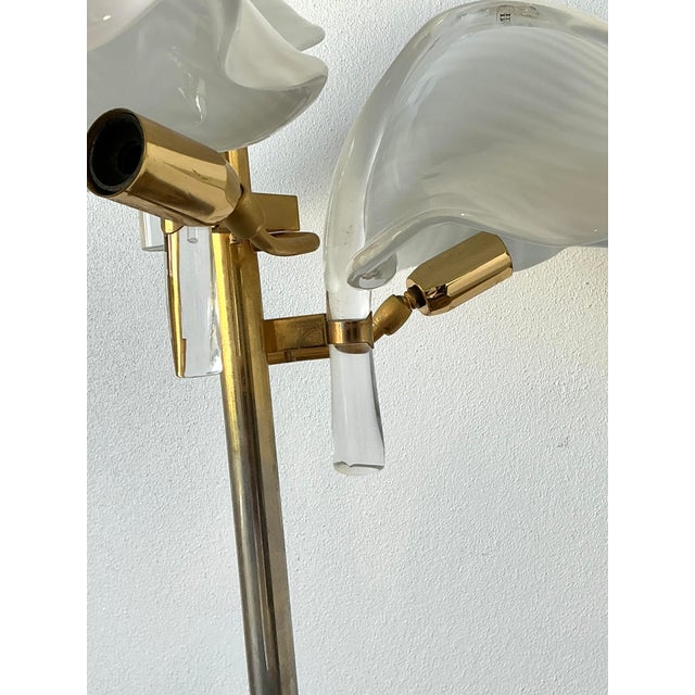 Metal Vintage Italian Murano Calle Lily Table Lamp For Sale - Image 7 of 12