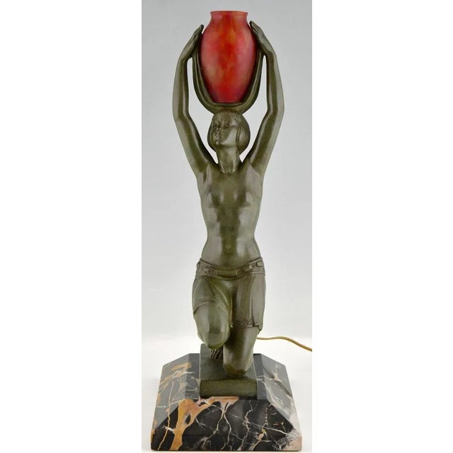 Glass Art Deco Vers L'Oasis Table Lamp from Fayral, France, 1930s For Sale - Image 7 of 11