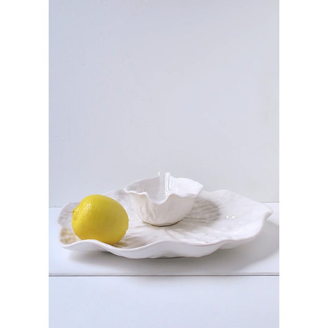 Cabbage Lettuce Leaf Platter Bowl For Sale - Image 4 of 12