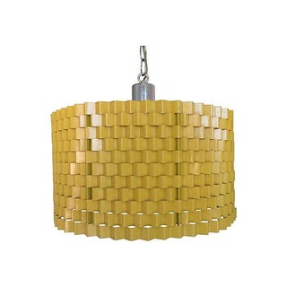 F. Ramond 1960s Yellow Woven Iron Pendant For Sale