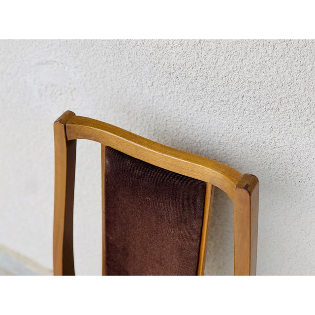 Vintage Wooden and Velvet Dining Chairs from Nathan, 1960s, Set of 4 For Sale - Image 9 of 11