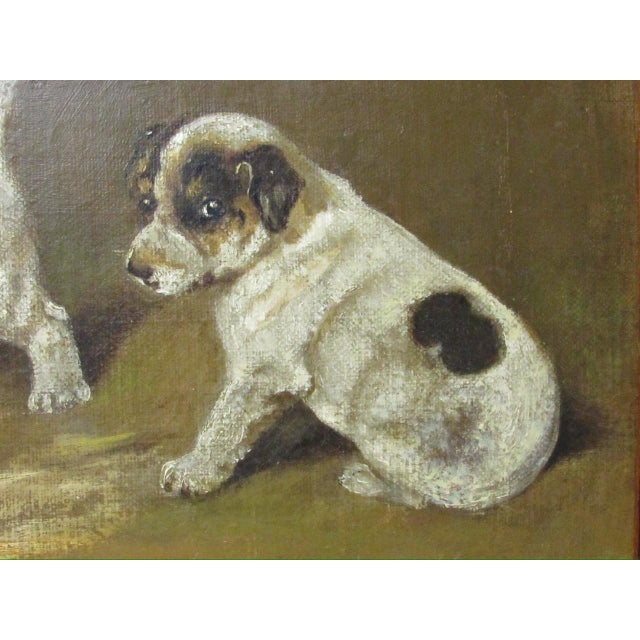 Antique English Painting of Jack Russell Puppies at Play For Sale - Image 11 of 16
