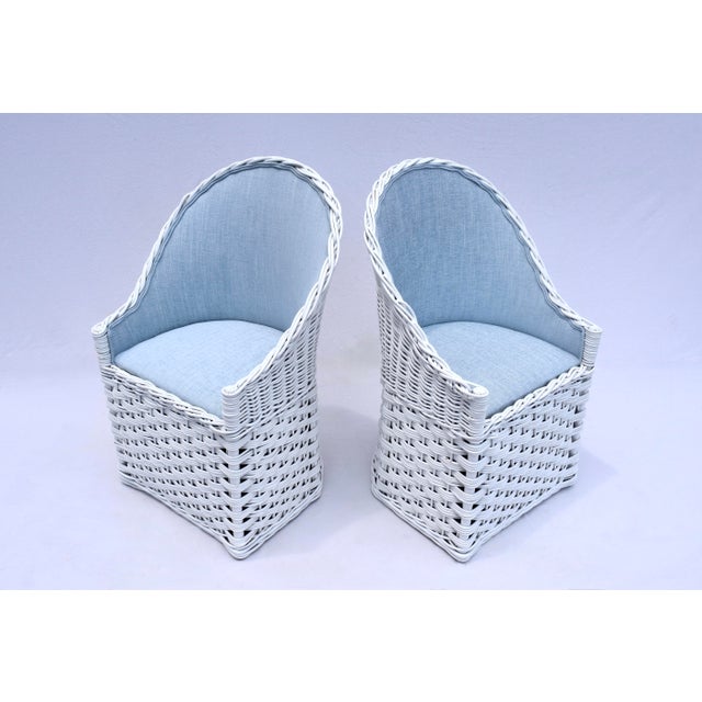 1980s 1980s Vintage Wicker Patio Chairs, White Lacquered Rattan, Italy For Sale - Image 5 of 11