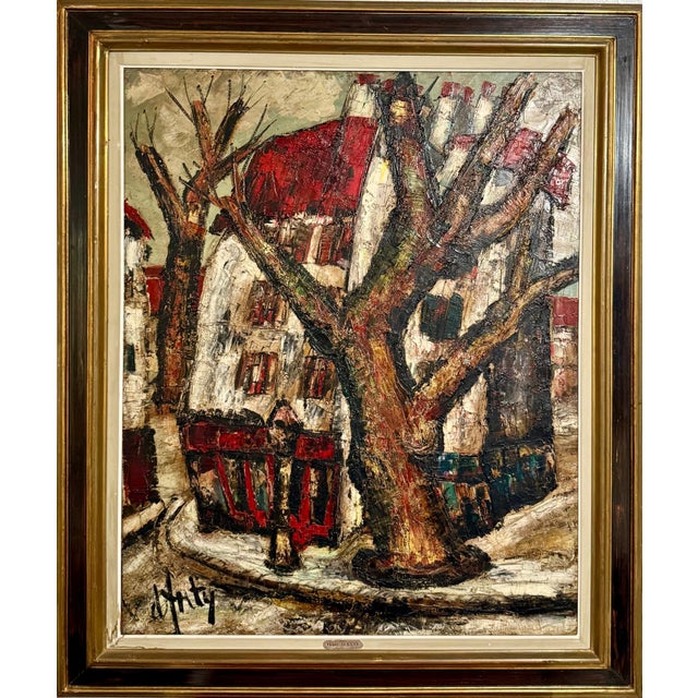 Henri d'Anty, French Modernist Large Paris Street Oil Painting Expressionist Henry D'anty, c.1960's For Sale