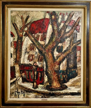 Henri d'Anty, French Modernist Large Paris Street Oil Painting Expressionist Henry D'anty, c.1960's