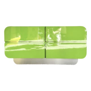 1980s Postmodern Lime Green Lacquer Laminate Waterfall Dresser For Sale