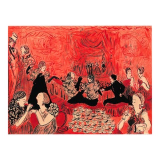 Red Opera Night Original Contemporary Figurative Watercolor by Pauline De Roussy De Sales For Sale