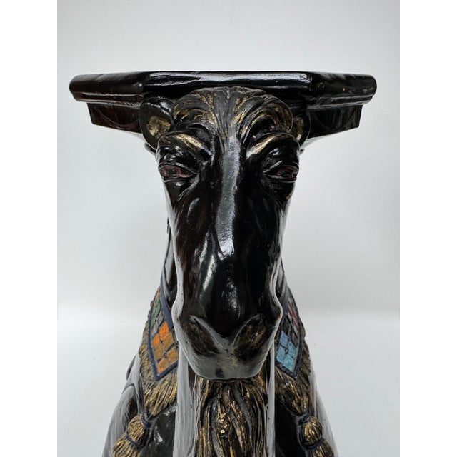1970s Vintage 1975 Florentine Art Studio Camel Pedestal Table For Sale - Image 5 of 18