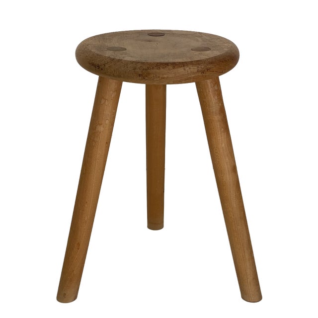 Wood Tripod Stool, 1970s For Sale