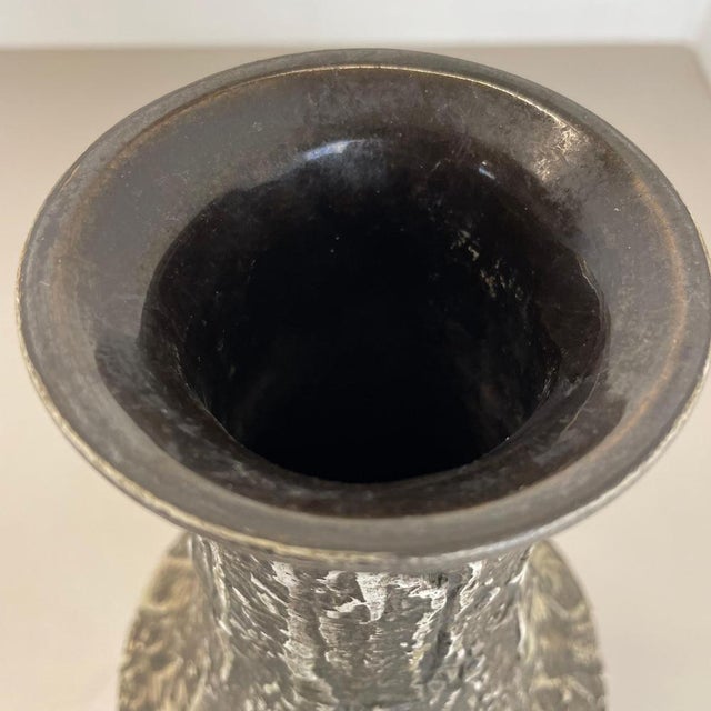 Brutalist Fat Lava Vase in Grey Ceramic attributed to Ilkra, Germany, 1970s For Sale - Image 12 of 18