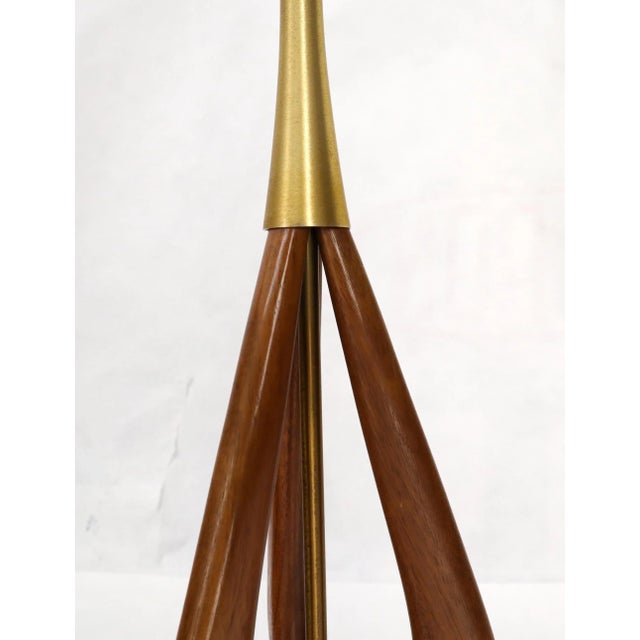 Brown Pair of Oiled Sculptural Walnut Mid-Century Modern Table Lamps For Sale - Image 8 of 12