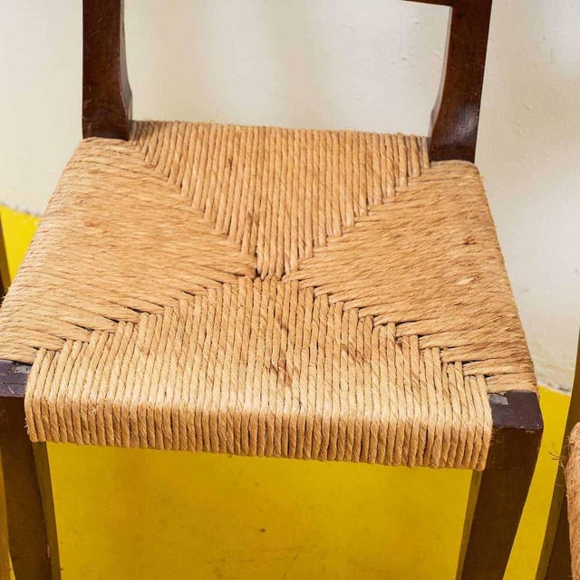 Antique Empire Wooden Chairs with Straw Seats, Set of 6 For Sale - Image 12 of 14