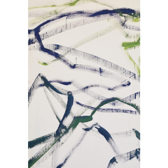 Textile "Mountains / Purple Yellow / Forever Two Days Away" Large Gestural Abstract Acrylic Painting by Simon Findlay For Sale - Image 7 of 12