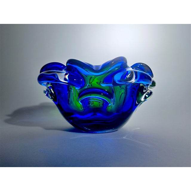 Blue Murano Glass Centerpiece Bowl, 1970s For Sale - Image 8 of 8