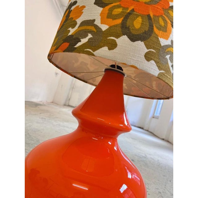 Orange Floor Lamp with Luminous Glass Base, 1970s For Sale - Image 5 of 11