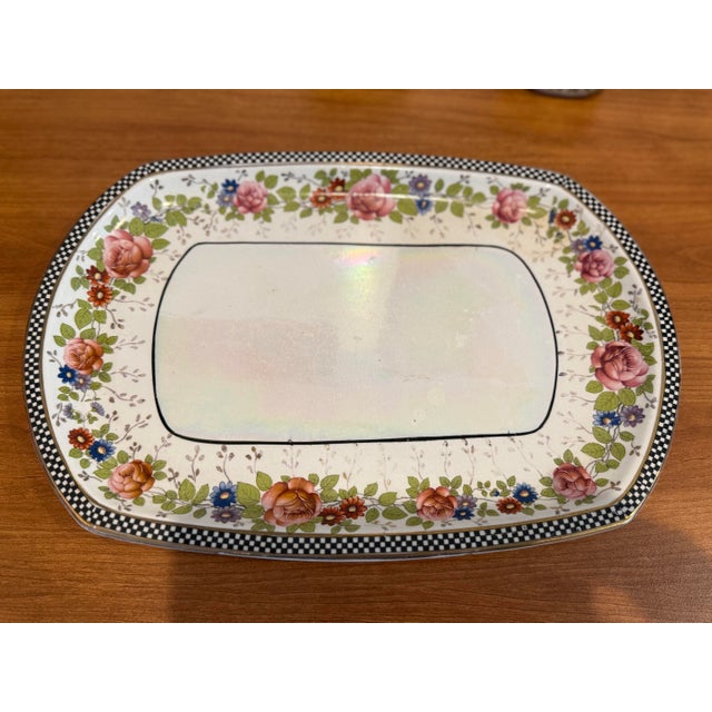 Charming vintage 3 pc British Coronet Ware, also known as Parrot&Co, porcelain dresser set with three pieces: hair box,...