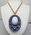 Vintage 1973 Signed Napier Modernist Navy Enamel & White Cabochon Pendant Necklace For Sale In Philadelphia - Image 6 of 6