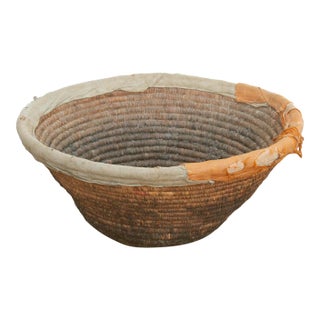 18" Dm Harvest Basket With Textile Rim & Mud Base For Sale