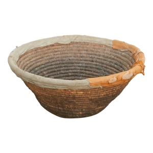 18" Dm Harvest Basket With Textile Rim & Mud Base